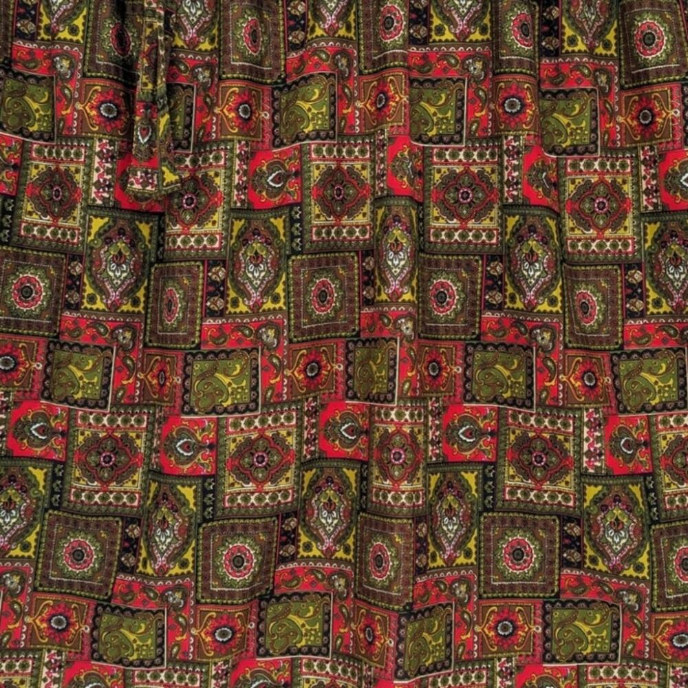 Vintage 1970's Faux Patchwork BEVERLY VOGUE Wrap Maxi Skirt Mandalas & Paisleys